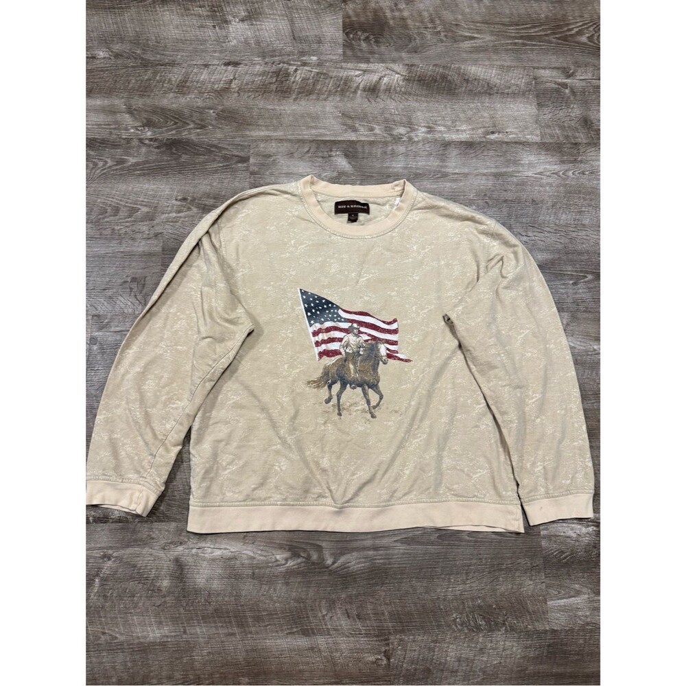 Bit & Bridle Western American Flag Cowboy Pullover Sweatshirt